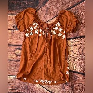 Rust Orange Floral Women's Top‎